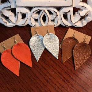 Three pairs of faux leather earrings